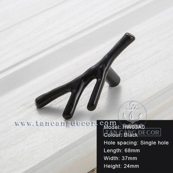 Tay nắm 31 nhánh cây nhỏ màu đen – KT: 7.4cm - Ảnh 3