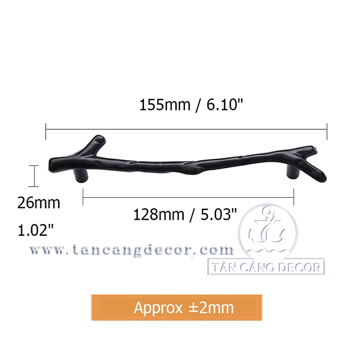 Tay nắm 33 nhánh cây lớn màu đen – KT: 15.5cm