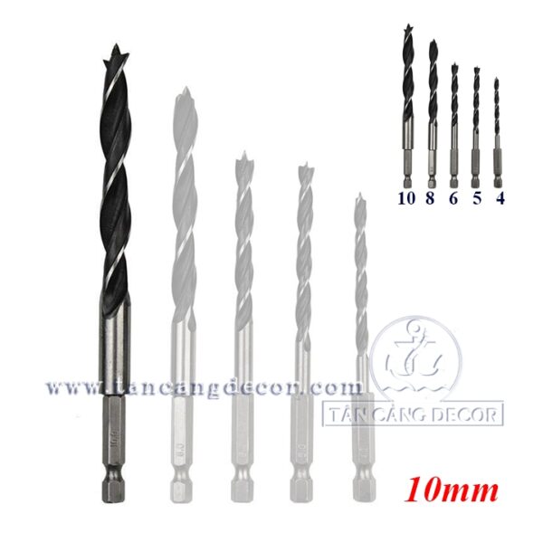 Mũi Khoan Gỗ 10mm Chuôi Lục Giác