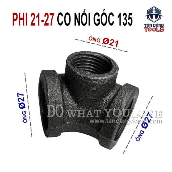 Co Nối 135 Phi 21- 27 Ống Nước - Gang Xám