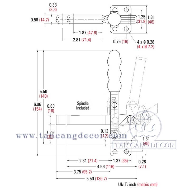 Sập mỏ cò dạng vuông góc loại 18cm - Ảnh 4