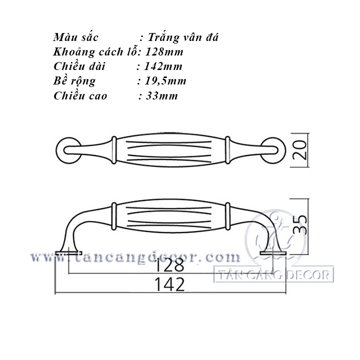 Tay Nắm Sứ Cổ Điển 36 - KT : 14.2cm - Ảnh 2