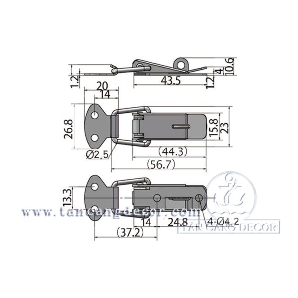 Alternative view of Khóa gài Inox 304 loại trơn Size S 56.7mm