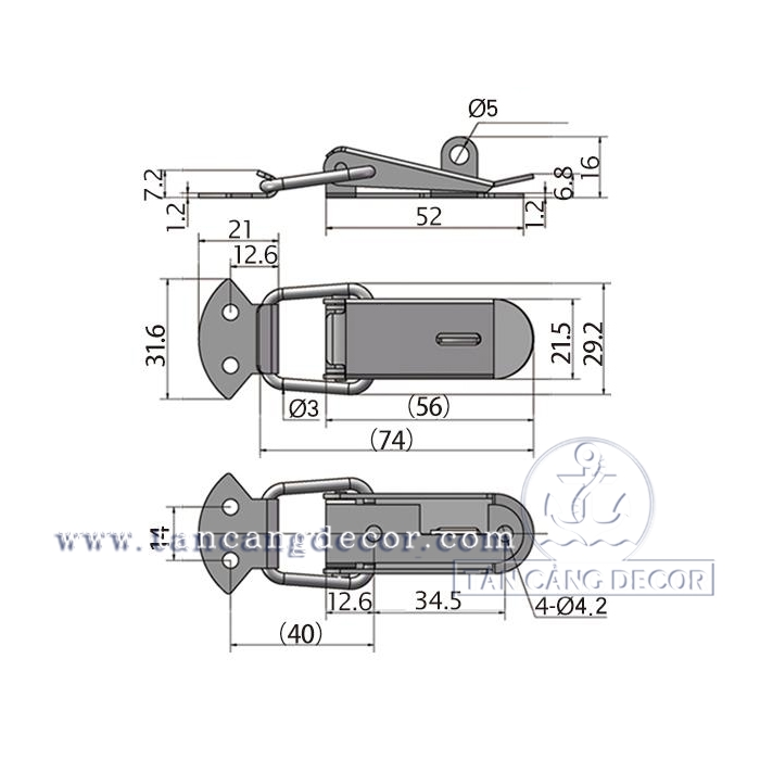 Khóa gài Inox 201 Size M 74mm - Ảnh 2