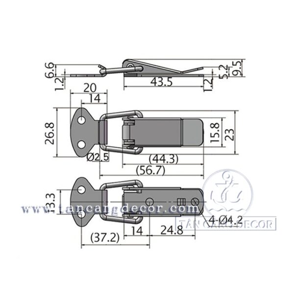 Alternative view of Khóa gài Inox 201 loại trơn size S 56.7mm