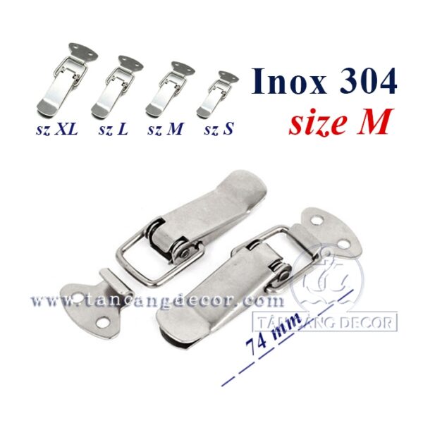 Khóa gài Inox 304 loại trơn Size M 74mm