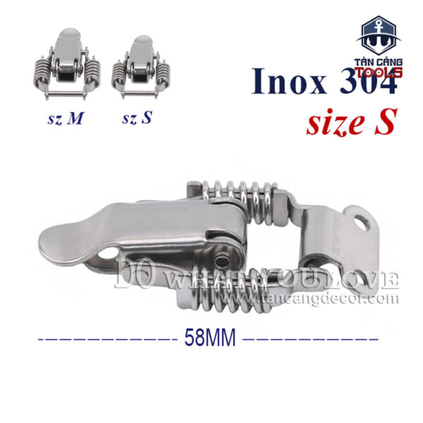 Khóa Gài Inox 304 Loại Trơn Dạng Lò Xo Size S – KT :5.8 cm