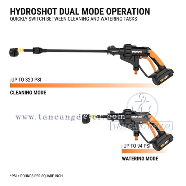 Máy Xịt Áp Lực Pin WORX HYDROSHOT WG629 ( Thân Máy, 1 Pin 2.0Ah, 1 Sạc ) - Ảnh 5