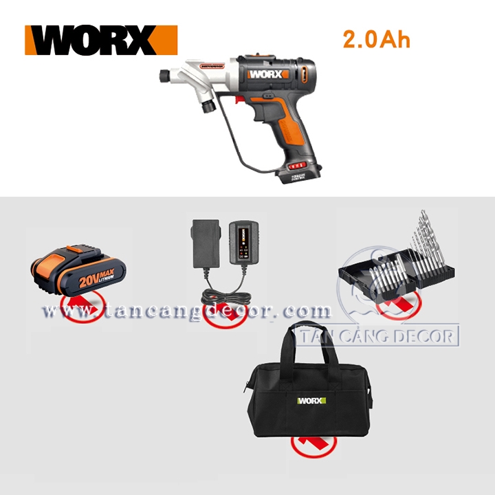 Máy Khoan, Bắt Vít Pin Đa Năng 20V Worx WX176 - Ảnh 3