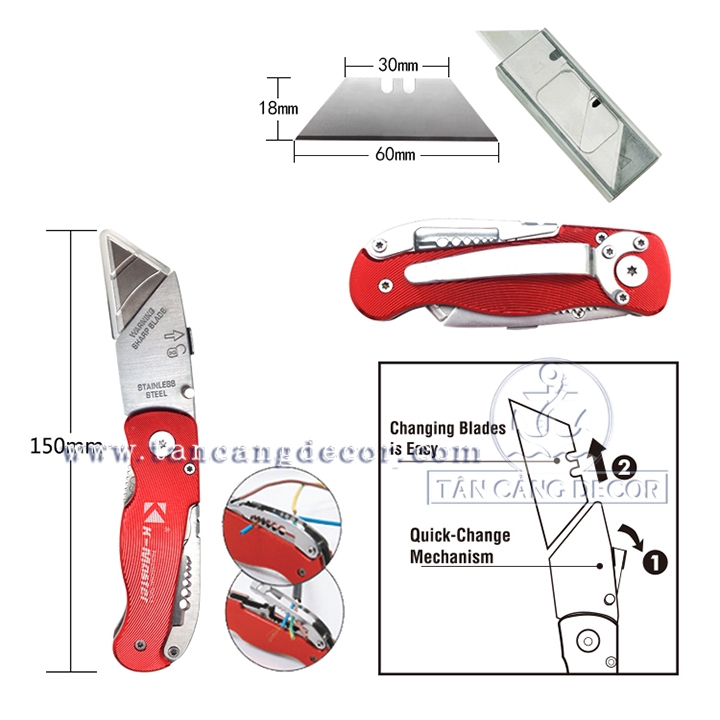 Dao rọc cáp K Master KMT 01052C kèm 10 lưỡi dao - Ảnh 3