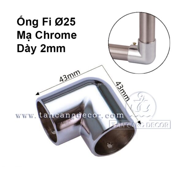 Co nối 90 độ ống phi 25 thép mạ crom