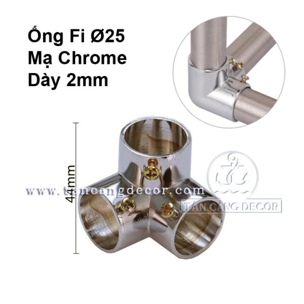 Co nối 3 hướng ông phi 25 thép mạ crom