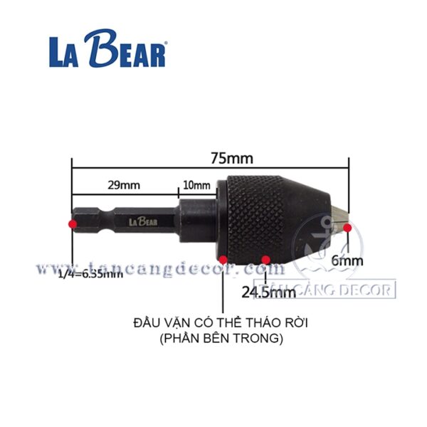 Bộ chuyển từ bắn vít sang khoan kẹp Labear 0-6.3mm