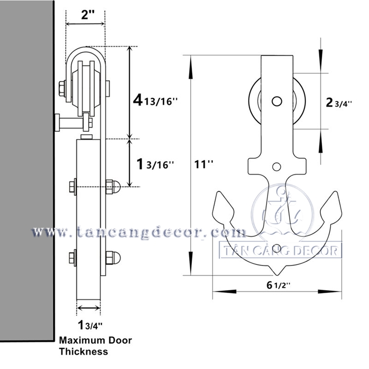 Phụ kiện Cửa Lùa Barn Door Hình Mỏ Neo - Ảnh 5