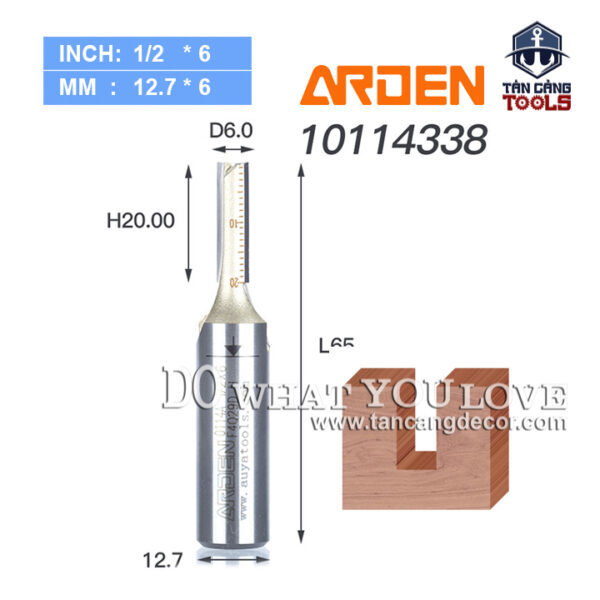 Mũi Router Arden Móc Rãnh 20 x 6mm Cốt 12.7 mm Arden 0114