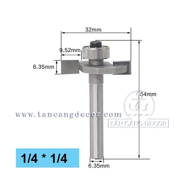 Mũi Router Đánh Rãnh Ngang SuBo 6.35 x 9.52 mm Cốt 6.35 mm