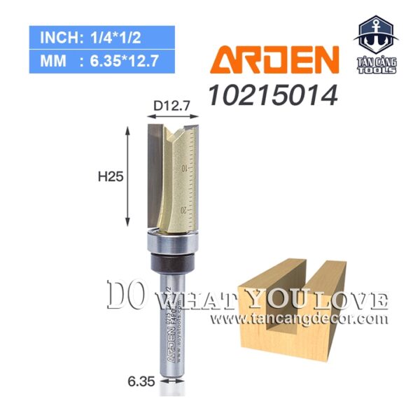 Mũi Router Arden Phay Thẳng bi trên 12.7 x 25 mm Cốt 6.35 mm Arden 0215