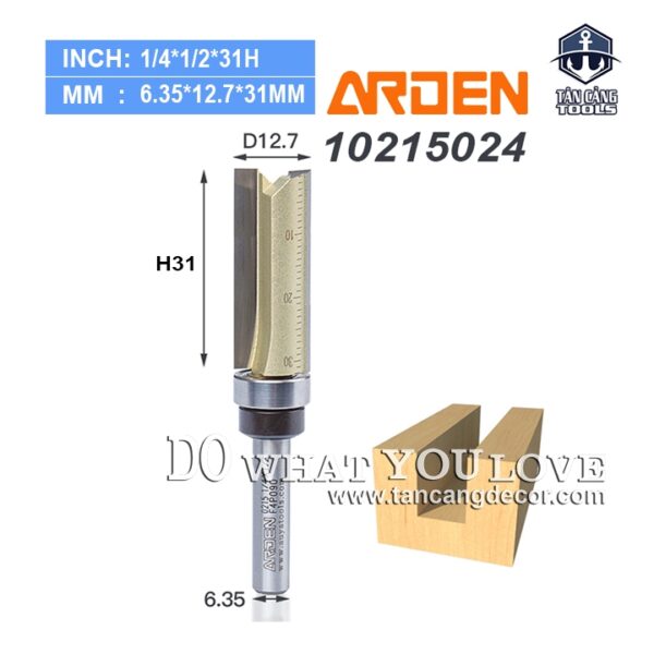 Mũi Router Arden Phay Thẳng bi trên 12.7 x 31 mm Cốt 6.35 mm Arden 0215