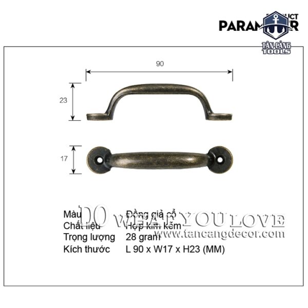 Tay Nắm 43 Bao Cấp Màu Đồng Sẫm - KT: 9cm - Ảnh 3