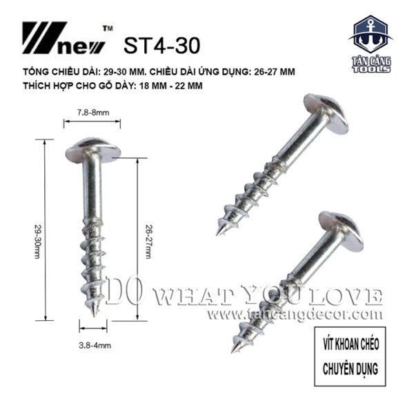 100 cái đinh vít khoan chéo Wnew 4-30 mm