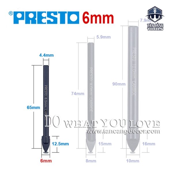 Mũi Khoan Gạch Men, Kính Presto 6 x 65 mm