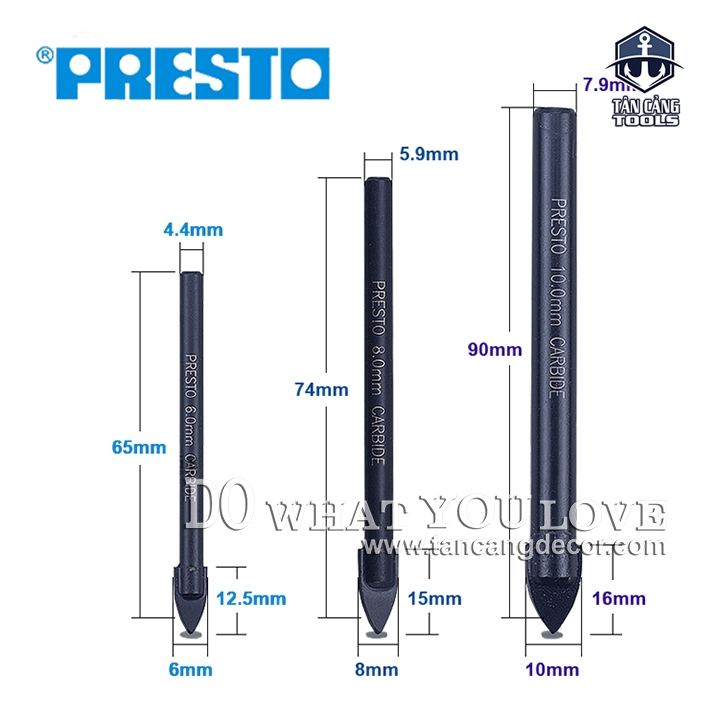 Mũi Khoan Gạch Men, Kính Presto 10 x 90 mm - Ảnh 2