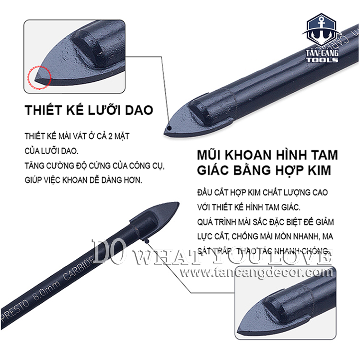Mũi Khoan Gạch Men, Kính Presto 8 x 74 mm - Ảnh 5