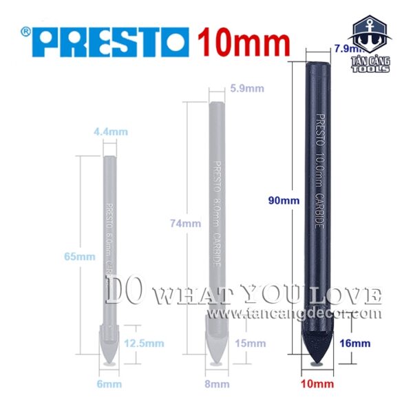 Mũi Khoan Gạch Men, Kính Presto 10 x 90 mm