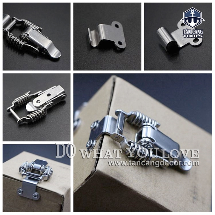 Khóa Gài Inox 304 Dạng Lò Xo Kéo Vuông Góc Loại Trơn – KT :6.5 cm - Ảnh 2