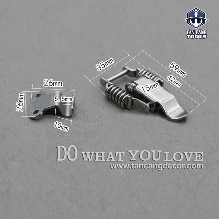 Khóa Gài Inox 304 Dạng Lò Xo Kéo Vuông Góc Loại Trơn – KT :6.5 cm - Ảnh 3
