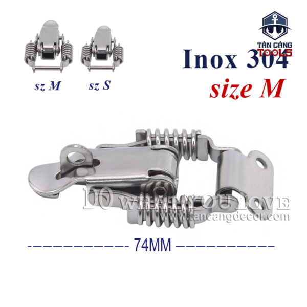 Khóa Gài Inox 304 Loại Có Khóa Dạng Lò Xo Size M – KT :7.4 cm