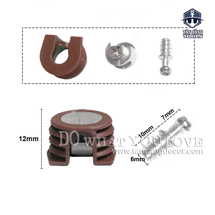 50 Ốc Cam Liên Kết Dạng Ngắn - Màu Nâu - Ảnh 2