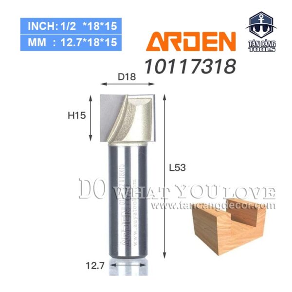 Mũi Router Arden Lấy Nền 18 x 15 mm Cốt 12.7 mm Arden 0117