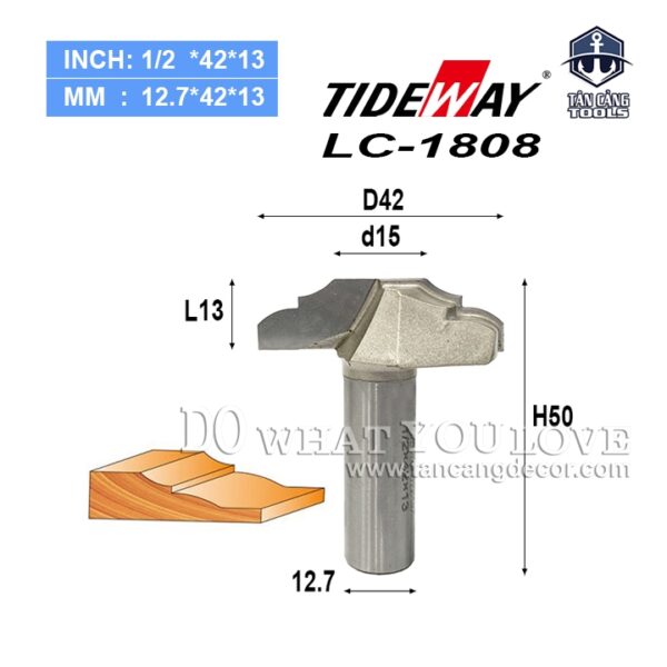 Mũi Router Đánh Pano Tủ Tideway Cổ Điển 42 mm Cốt 12.7 mm