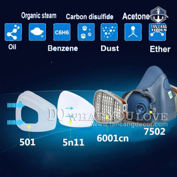 Mặt nạ phòng độc 3M 7502 Kèm 10 Bông Lọc - Ảnh 7