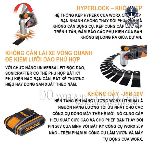 Máy Cắt Rung Đa Năng Dùng Pin Worx Sonicrafter WX678 - Ảnh 4