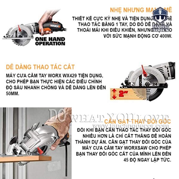Máy Cắt Cầm Tay Đa Năng WORX WX429 XL 400W 120MM - Ảnh 4