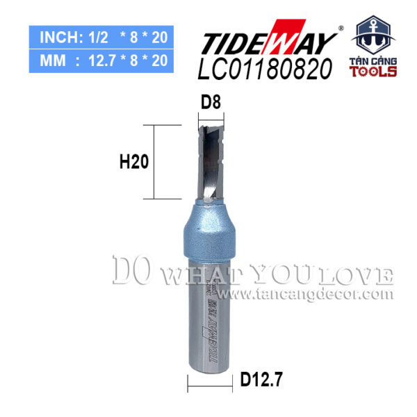 Mũi Router CNC Tideway 8 x 20 mm Cốt 12.7 mm