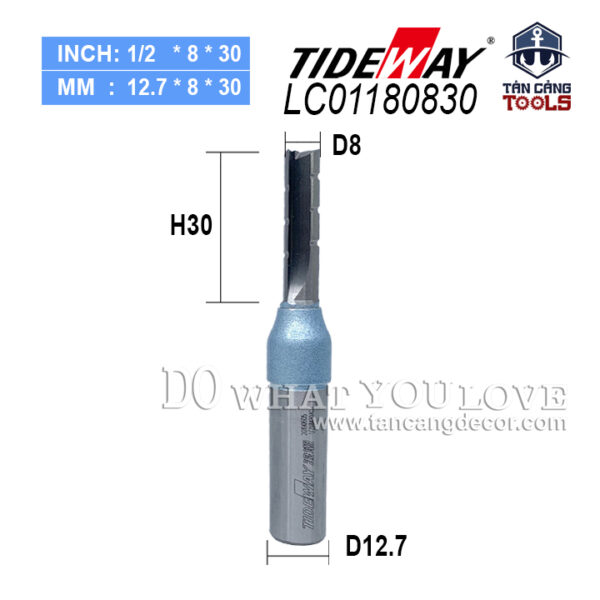 Mũi Router CNC Tideway 8 x 30 mm Cốt 12.7 mm