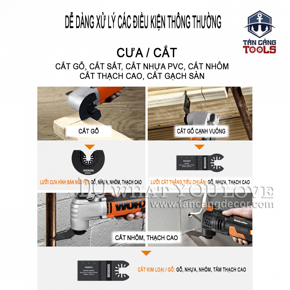 Combo 4 Lưỡi Cắt Rung Đa Nẵng Worx SoniCrafter WA5092 - Ảnh 4