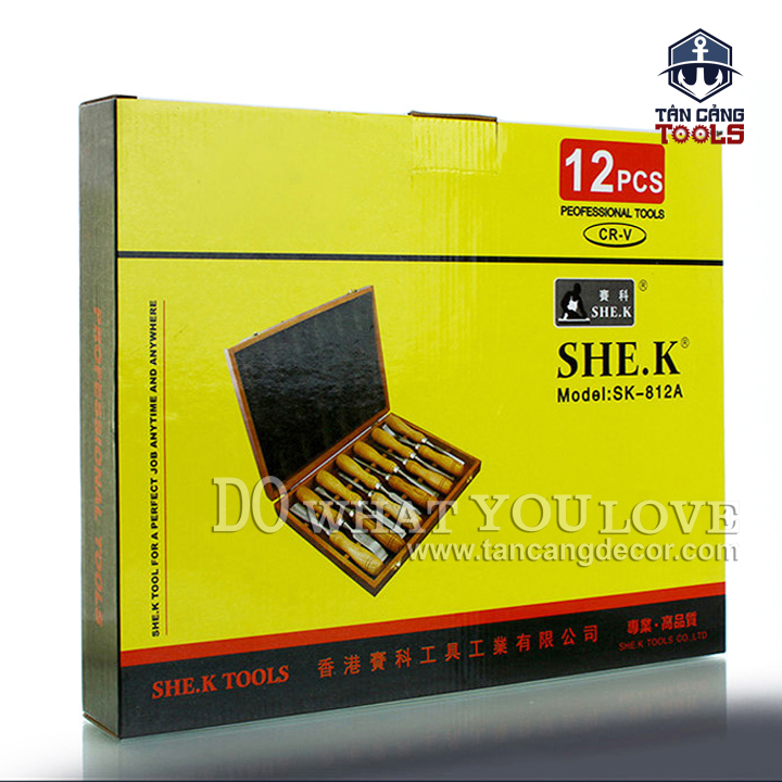 Bộ 12 Dao Tiện, Khắc Gỗ Hợp Kim SHEK - Ảnh 2