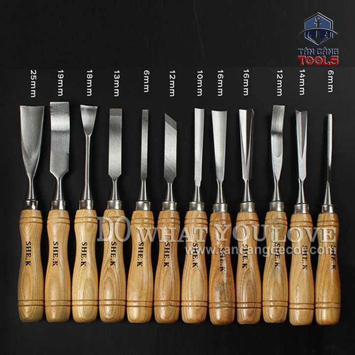 Bộ 12 Dao Tiện, Khắc Gỗ Hợp Kim SHEK - Ảnh 6