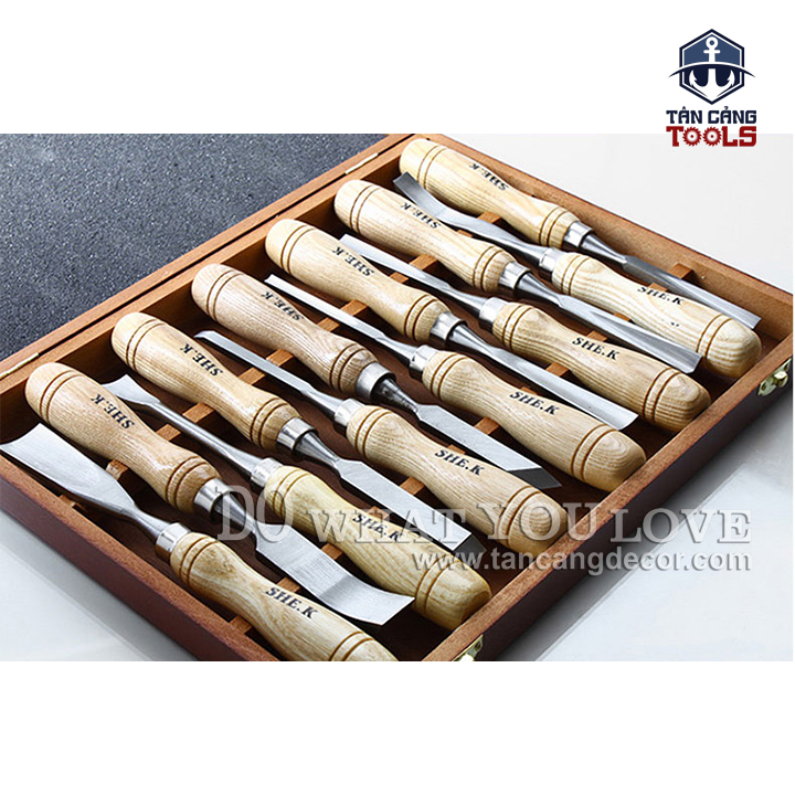 Bộ 12 Dao Tiện, Khắc Gỗ Hợp Kim SHEK - Ảnh 7