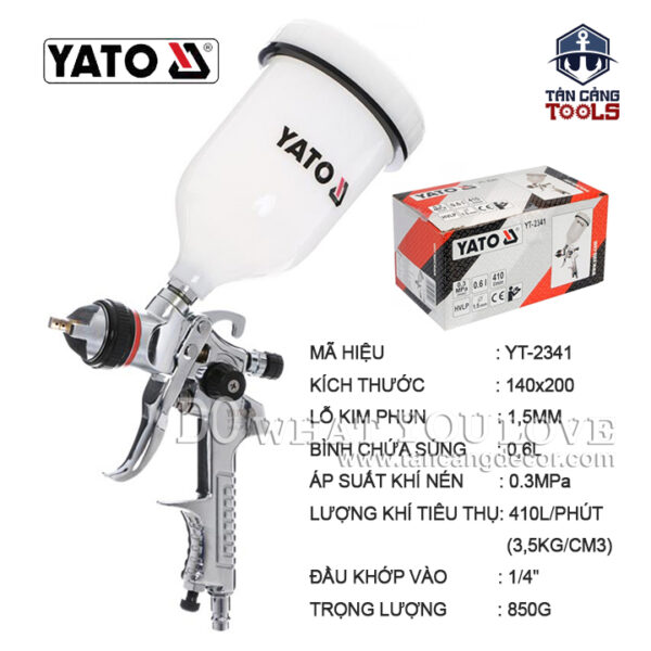 Súng Phun Sơn Yato YT - 2341 1.5 mm - HVLP 600 cc