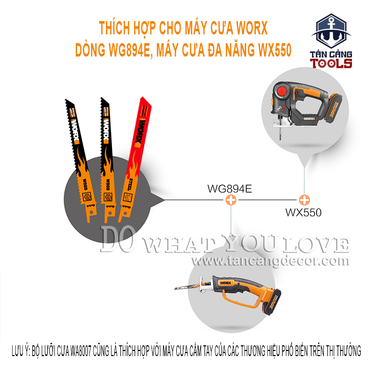 Combo 3 Lưỡi Cưa Kiếm Gỗ, Kim Loại 152 mm Worx WA8007 - Ảnh 3