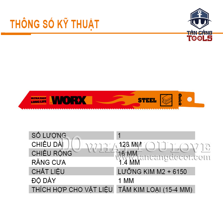 Combo 3 Lưỡi Cưa Kiếm Gỗ, Kim Loại 152 mm Worx WA8007 - Ảnh 8