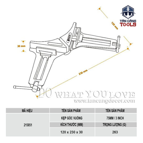 Alternative view of Vam Góc Vuông Độ Mở 75 mm Tactix 215851