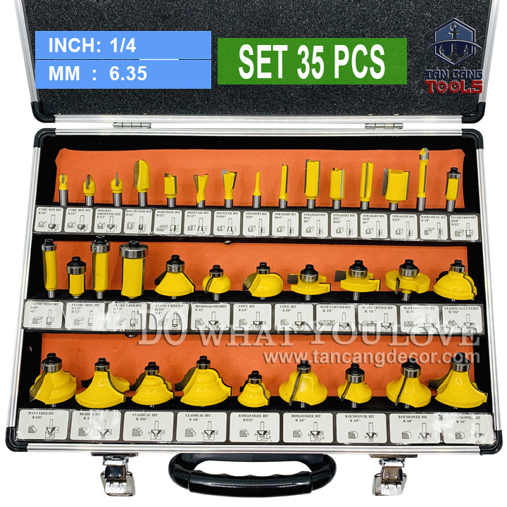 Combo 35 Chi Tiết Mũi Router Cốt 6.35 mm