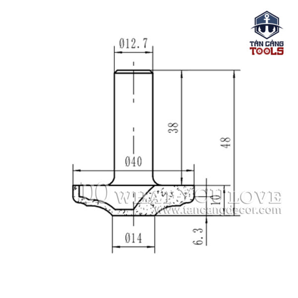 Alternative view of Mũi Router Đánh Pano Tủ Tideway 40 mm Cốt 12.7 mm