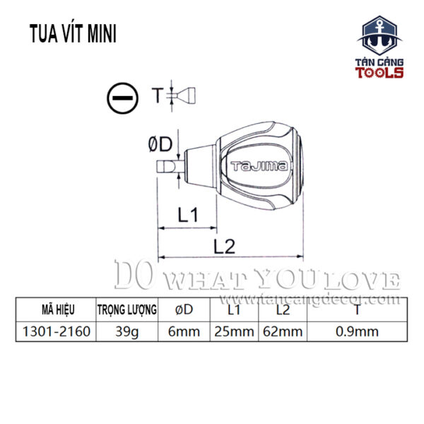 Alternative view of Tuốc Vít Mini Đầu Dẹp SL6 62 mm Tajima 1302 - 2160